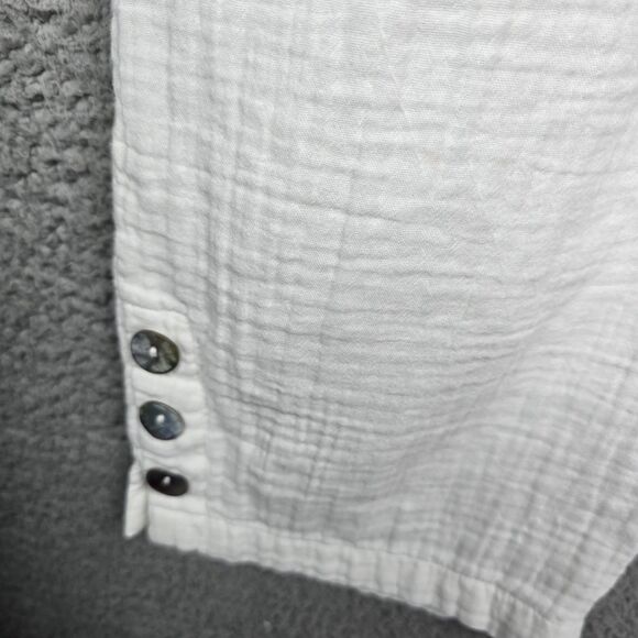 APPLESEEDS Womens White 100 Cotton Cropped Pants M Shell Button Pocket Capri - Picture 4 of 10